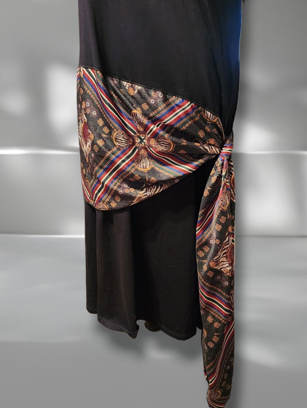 Zara T-shirt Dress with A Baroque Print Sash Tie. Size L. NWT - Picture 10 of 12